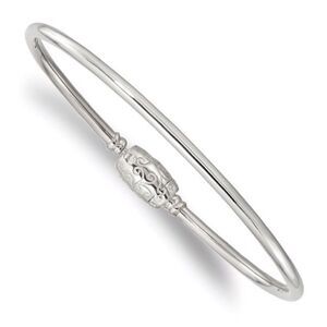 Elegant Sterling Silver Reflections Bead Bangle with Secure Bead Clasp